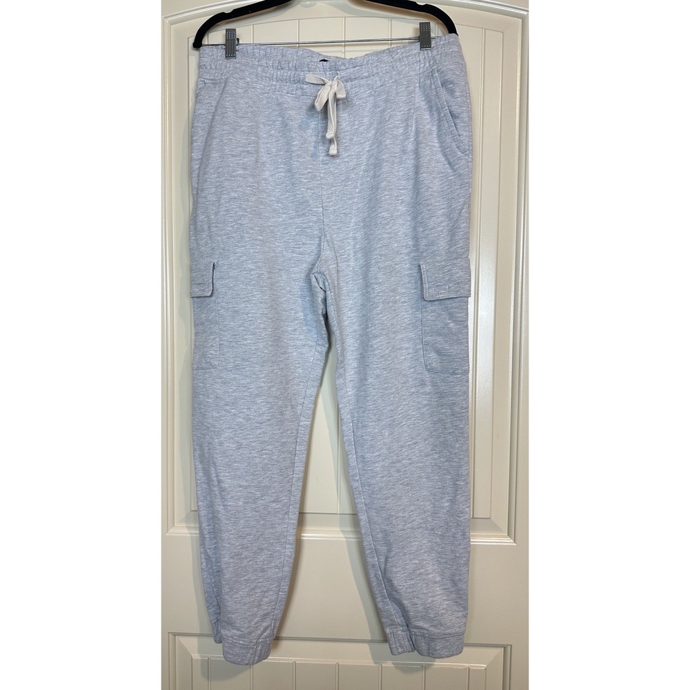 RSQ Fleece Jogger Cargo Sweatpants Light Gray Size Large‎